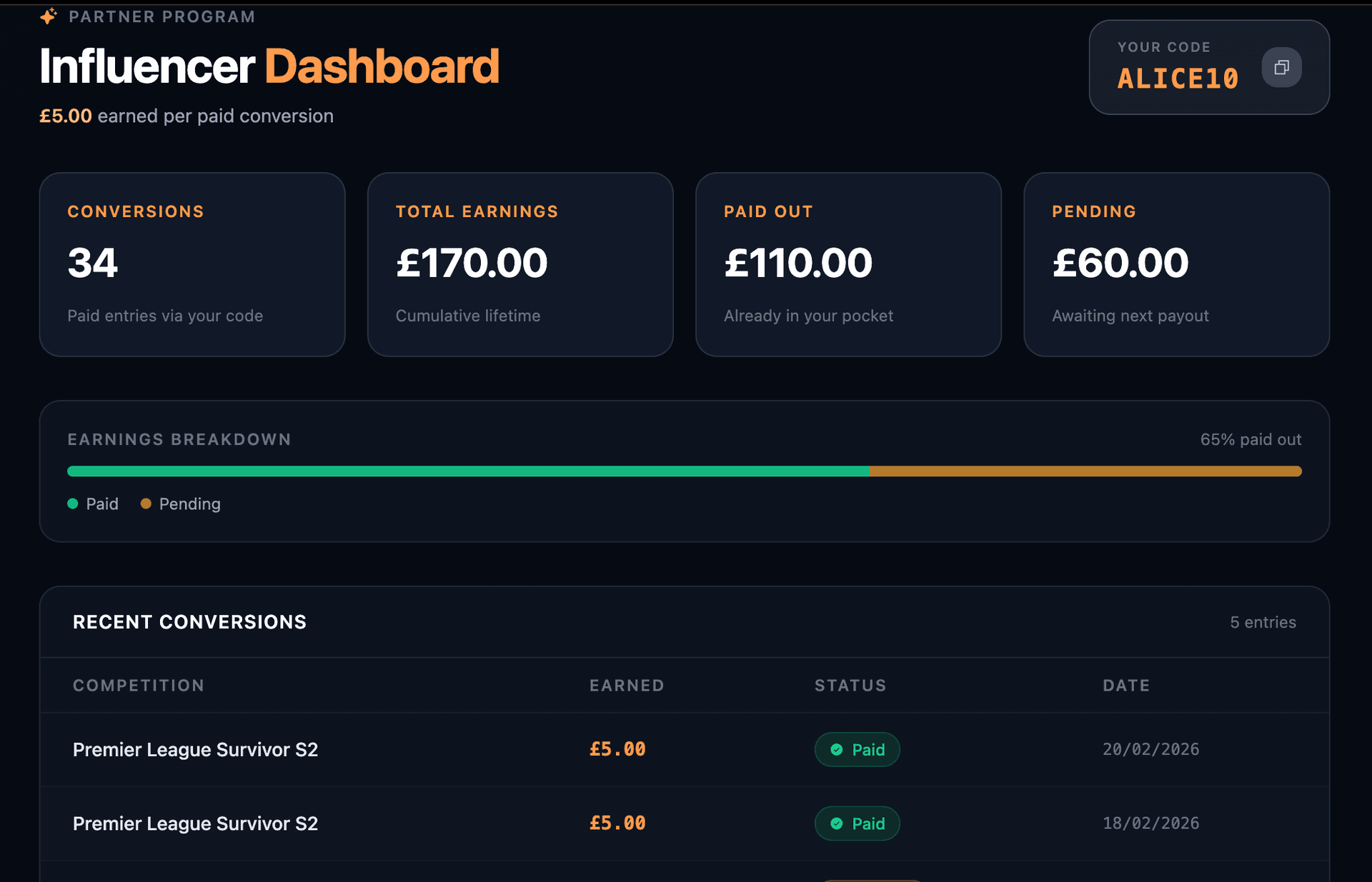 Influencer & Creator Referral Codes