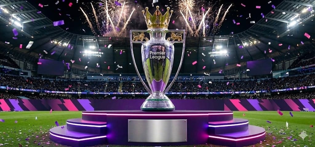 Premier League trophy on display
