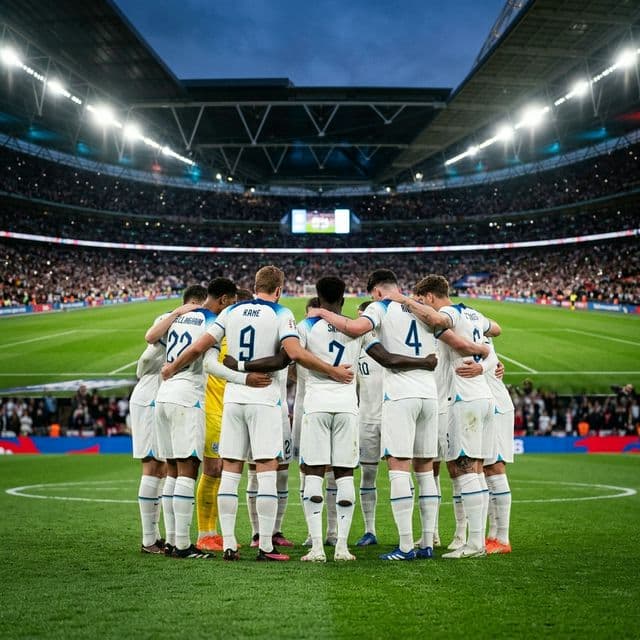England players huddle